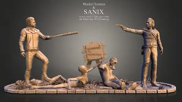 The Walking Dead Diorama Archivo STL OBJ para Impresion 3D