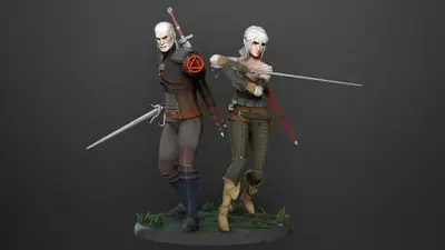 The Witcher 3 Ciri And Geralt Archivo Stl Para Impresión 3d