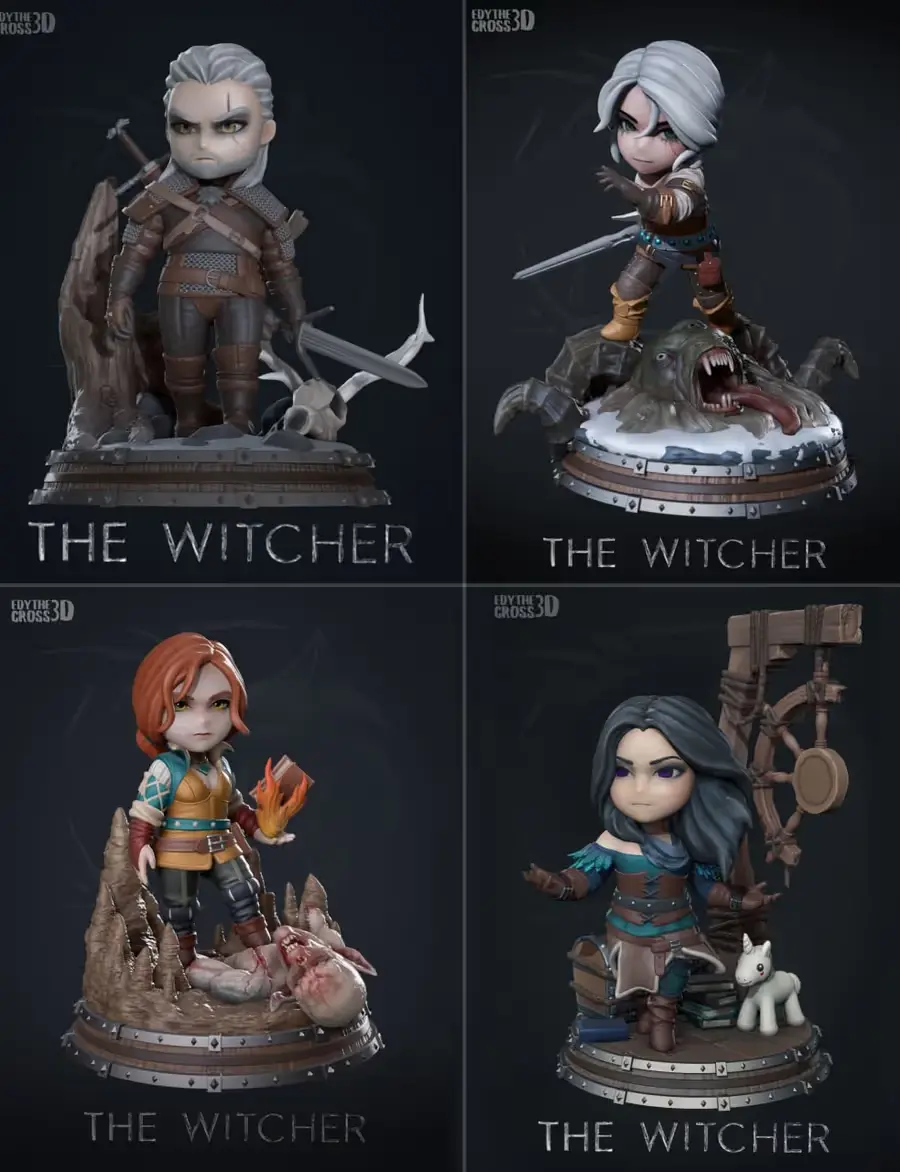 The Witcher Pack Chibi Archivo Stl Para Impresion 3D