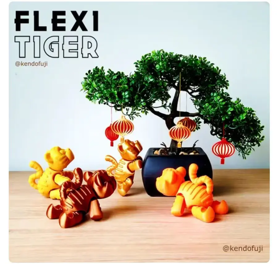 Tigre Flexible Archivo Stl Obj Para Impresion 3D