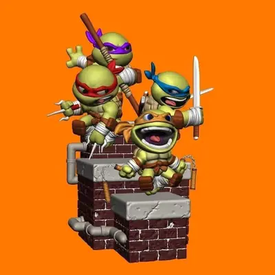 Tortugas Ninja Pack Chibi Ps Archivos Stl Para Impresión 3d