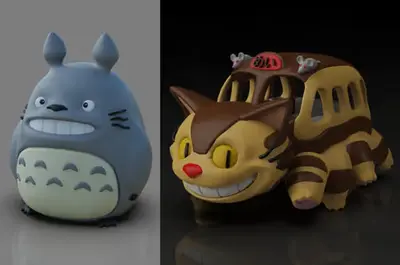 Totoro Y Catbus Chibis X 2 Archivos Stl Para Impresión 3d