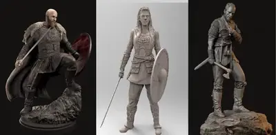 Vikingos Pack Ragnar Lagertha Floki Stl Obj Impresión 3d