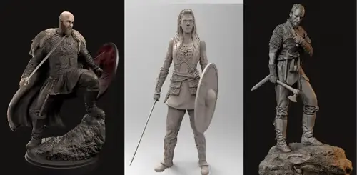 Vikingos Pack Ragnar Lagertha Floki Stl Obj Impresión 3d
