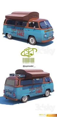 Volkswagen T1 Samba Hippie 1963 Archivo STL Impresión 3D