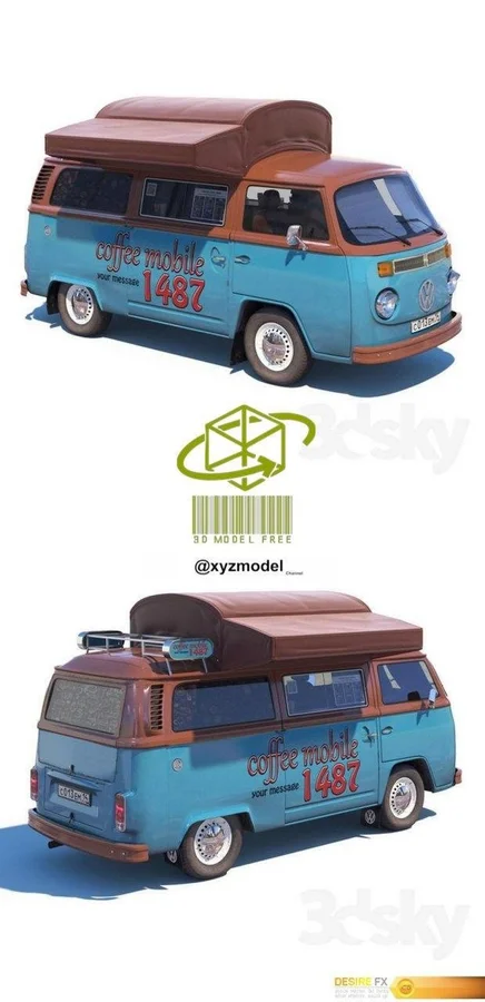 Volkswagen T1 Samba Hippie 1963 Archivo STL Impresión 3D