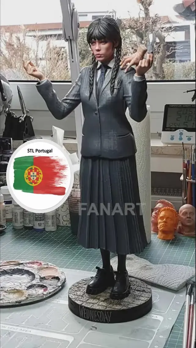 Wednesday Addams Archivo STL OBJ para Impresion 3D