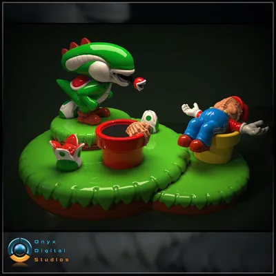 Yoshi Aliens Mashup Diorama Archivo STL Impresión 3D