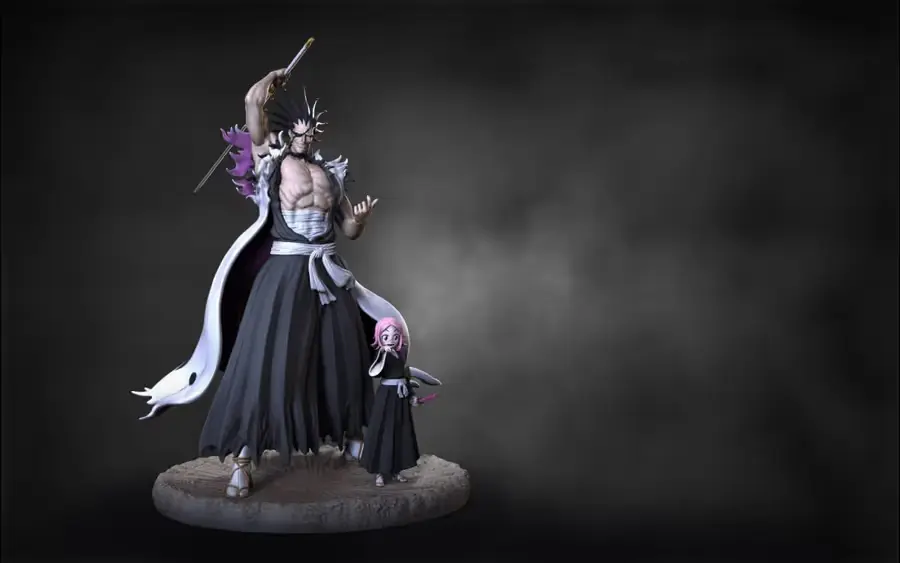 Zaraki Kenpachi Y Yachiru Archivo Stl Para Impresion 3D