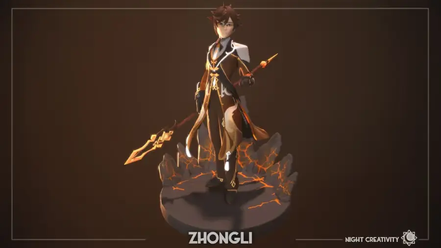 Zhongli Genshin Archivo Stl Para Impresion 3D