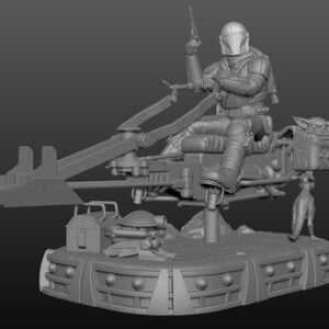 Star Wars Mandalorian Diorama Bike Stl Obj Impresión 3d
