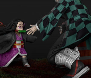 Kimetsu No Yaiba Tanjiro Y Nesuko Chibi Stl Obj Impresión 3d