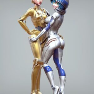 C3Po R2D2 Mujer Archivo Stl Obj Para Impresion 3D