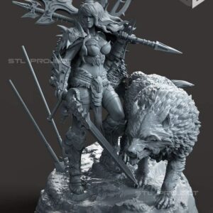 Bárbara Y Lobo Archivo Stl Para Impresion 3D