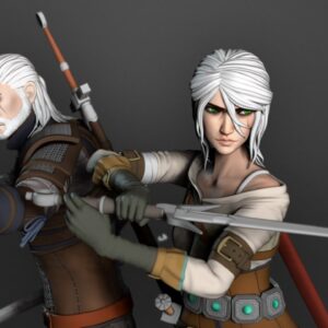 Ciri Y Geralt The Witcher Archivo Stl Para Impresion 3D